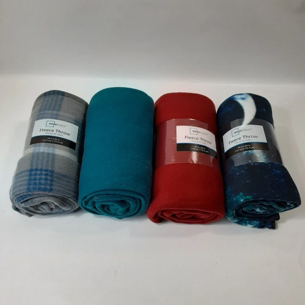New Mainstays Fleece Throw Blankets - Lot of 4 - 50" x 60" - See Description - Picture 1 of 11